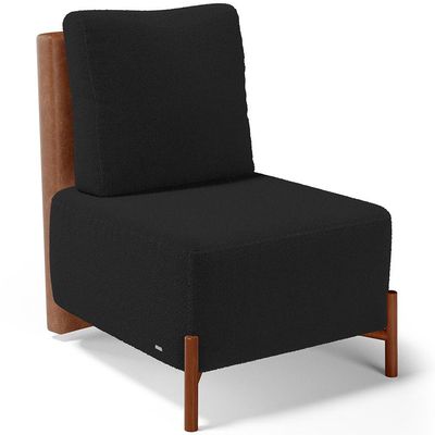 Kit 02 Poltronas Decorativas Sala de Estar Living Hungria L02 Couríssimo Camel Bouclê Preto - Lyam