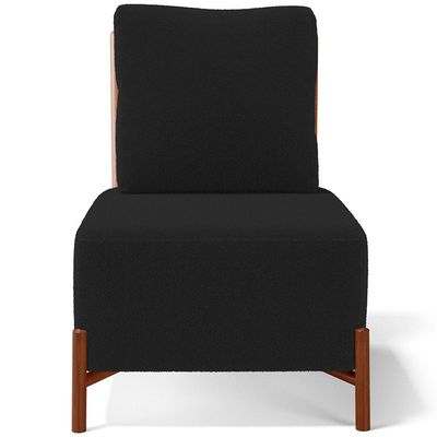 Kit 02 Poltronas Decorativas Sala de Estar Living Hungria L02 Couríssimo Camel Bouclê Preto - Lyam