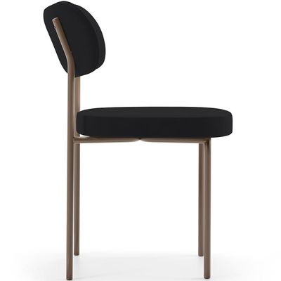 Cadeira Decorativa Sala De Jantar Melina Base Arena L02 Suede Preto - Lyam Decor