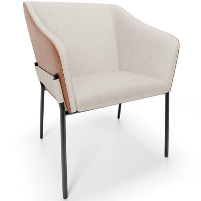 Cadeira Para Sala de Jantar Estar Living Olívia L02 Linho Cru Couríssimo Camel - Lyam Decor