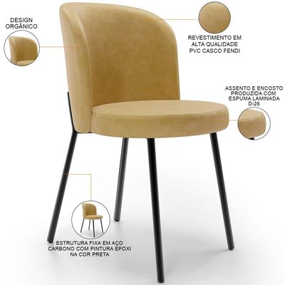 Kit 2 Cadeiras Sala de Jantar Estofada Gavi L02 Couríssimo Fendi - Lyam Decor