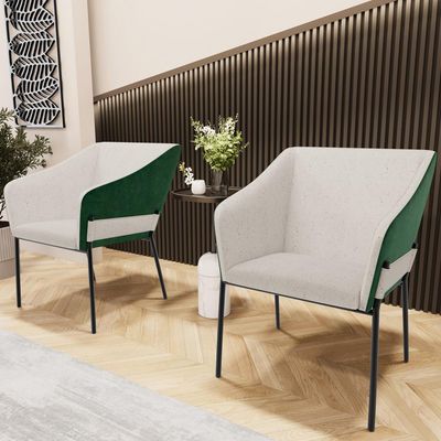 Kit 6 Cadeiras Para Sala de Jantar Estar Living Olívia L02 Linho Cru Couríssimo Verde - Lyam Decor