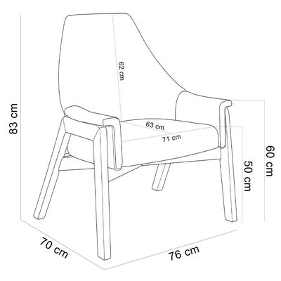 Poltrona Decorativa Para Sala de Estar Sakura L02 Linho Bege Escuro - Lyam Decor