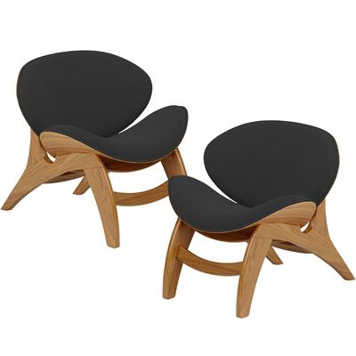 Kit 2 Poltronas Decorativa Orgânica Sala Living Kadosh L02 Suede Preto - Lyam Decor