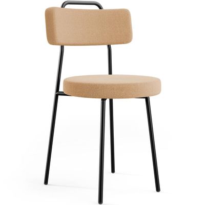 Cadeira Decorativa Estofada Para Sala De Jantar Barcelona L02 Bouclê Mostarda - Lyam Decor