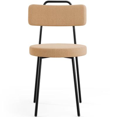 Cadeira Decorativa Estofada Para Sala De Jantar Barcelona L02 Bouclê Mostarda - Lyam Decor