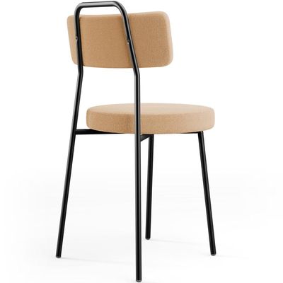 Cadeira Decorativa Estofada Para Sala De Jantar Barcelona L02 Bouclê Mostarda - Lyam Decor