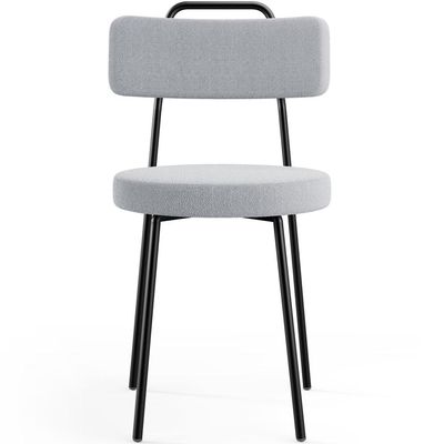 Kit 04 Cadeiras Decorativas Estofada Para Sala De Jantar Barcelona L02 Bouclê Cinza - Lyam Decor