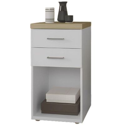 Gaveteiro Para Escritório Com 2 Gavetas E Nicho Loke Olmo/branco