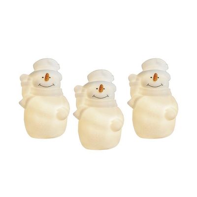 Kit 3 Enfeites Natal Boneco De Neve Led Alasca A Pilha Taschibra