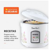 Panela de Arroz Elétrica Mondial Bianca Rice 400W 127v Branca 5 Xícaras Panela Antiaderente