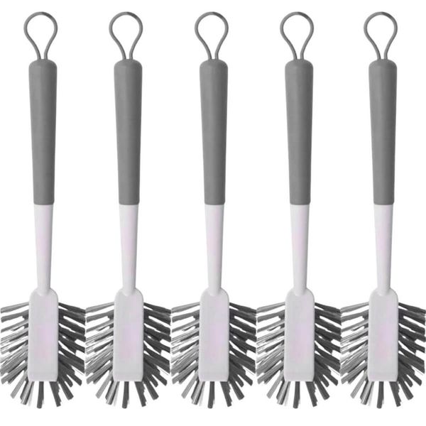 Kit 5 Escovas de Limpeza Multiuso Angular para Limpar Canto Flow Bege Escovão Banheiro Chão Ou