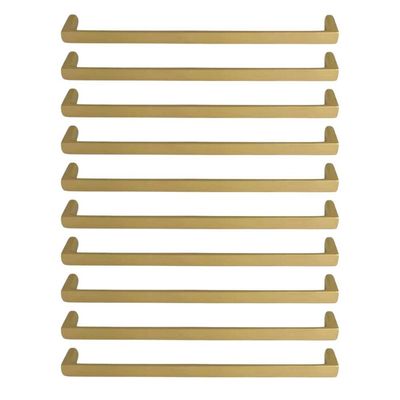 Kit 10 Puxadores de Gaveta Dourado Fosco 19,2cm Torralba Oeiras Alça Reta Móveis Balcões Armários