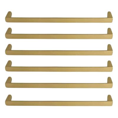 Kit 6 Puxadores de Armários Dourado Fosco Reto 19,2cm Torralba Oeiras Alça Balcões Portas Gavetas