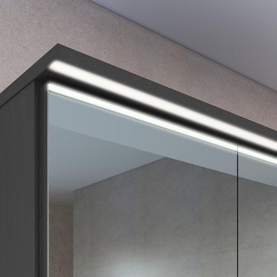 Armário Espelheira para Banheiro com 2 Portas e Iluminação Led ES8040 Grafite