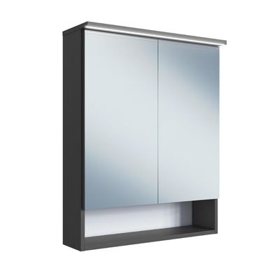 Armário Espelheira para Banheiro com 2 Portas e Iluminação Led ES8040 Grafite