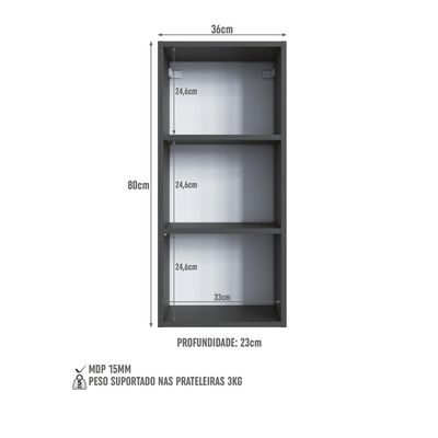 Armário Organizador com 2 Prateleiras e Porta com Espelho CP7020 Grafite