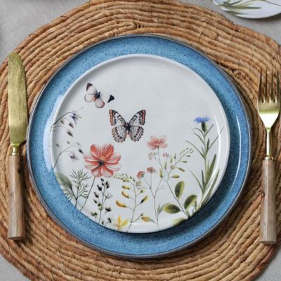 Conjunto Prato Raso 27cm e de Sobremesa 21,5cm Breeze Encanto Porto Brasil Unitários