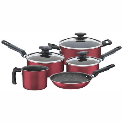 Conjunto de Panelas Tramontina Bergamo com Revestimento Antiaderente Vermelho  5 Peças