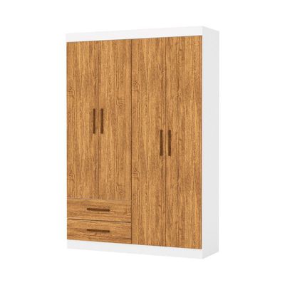 Guarda Roupa Casal Lu 4 Portas 2 Gavetas Carioca Móveis Branco Cinamomo