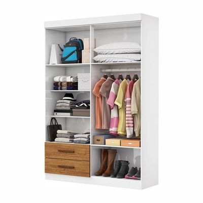Guarda Roupa Casal Lu 4 Portas 2 Gavetas Carioca Móveis Branco Cinamomo