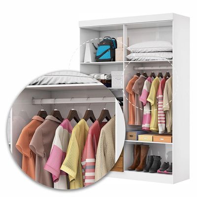Guarda Roupa Casal Lu 4 Portas 2 Gavetas Carioca Móveis Branco Cinamomo