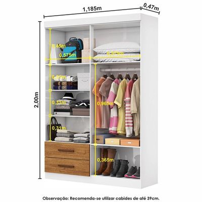 Guarda Roupa Casal Lu 4 Portas 2 Gavetas Carioca Móveis Branco Cinamomo