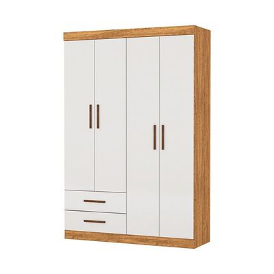 Guarda Roupa Casal Lu 4 Portas 2 Gavetas Carioca Móveis Cinamomo Com Off White
