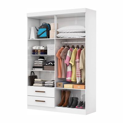 Guarda Roupa Casal Lu 4 Portas 2 Gavetas Carioca Móveis Branco