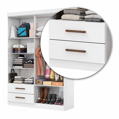 Guarda Roupa Casal Lu 4 Portas 2 Gavetas Carioca Móveis Branco