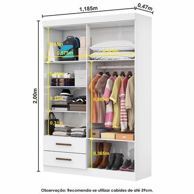 Guarda Roupa Casal Lu 4 Portas 2 Gavetas Carioca Móveis Branco