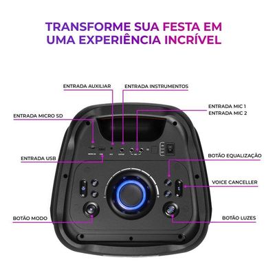 Caixa Amplificada Aiwa Party Box Pb06, 200w, Bluetooth, Rgb, Aws-pb-06 Preto Bivolt