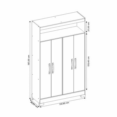 Armário Multiuso Duplo Nt4030 8 Portas Freijó/off White Notável Móveis Freijó/off White
