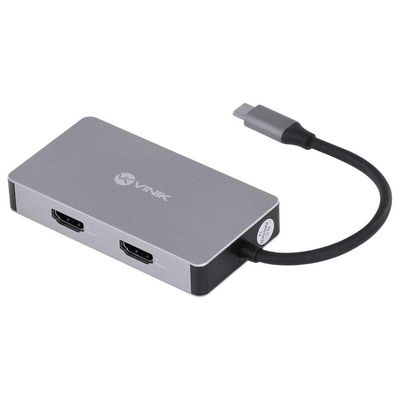 Hub Usb Tipo C / Type C 5 Em 1 Com 2 Hdmi + Vga + Usb...