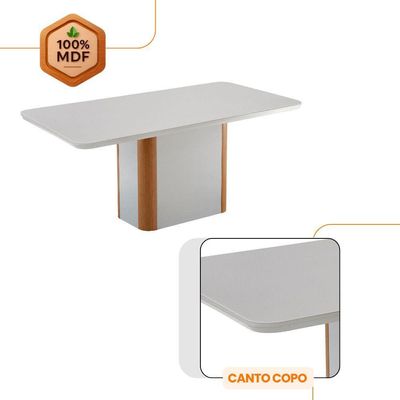 Mesa De Jantar Isadora 180cm - Tampo Mdf Vidro 6 Cadeiras