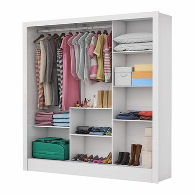 Guarda-roupa Fortaleza Sem Gavetas Com Espelho Branco Cinamomo