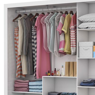 Guarda-roupa Fortaleza Sem Gavetas Com Espelho Branco Cinamomo