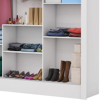 Guarda-roupa Fortaleza Sem Gavetas Com Espelho Branco Cinamomo