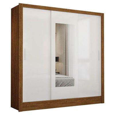 Guarda-roupa Fortaleza Sem Gavetas Com Espelho Cinamomo Branco