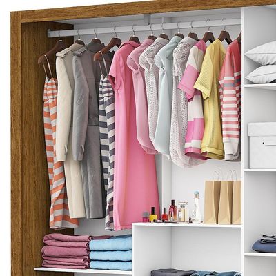 Guarda-roupa Fortaleza Sem Gavetas Com Espelho Cinamomo Branco