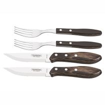 Conjunto de Talheres para Churrasco em Aço Inox Jumbo 5" Polywood Castanho 4pçs - Tramontina