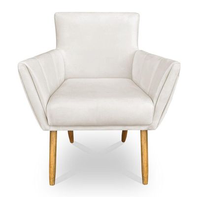 Kit 4 Poltronas Decorativa Leticia Suede Pés Palito Castanho - Pallazio Cor Marrom Rato