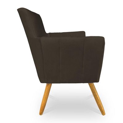 Kit 6 Poltronas Decorativa Leticia Suede Marrom Pés Palito Castanho - Pallazio