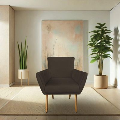 Kit 6 Poltronas Decorativa Leticia Suede Marrom Pés Palito Castanho - Pallazio