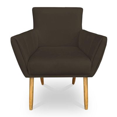 Kit 6 Poltronas Decorativa Leticia Suede Marrom Pés Palito Castanho - Pallazio