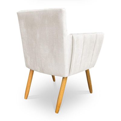 Kit 8 Poltronas Decorativa Leticia Suede Pés Palito Castanho - Pallazio Cor Bege