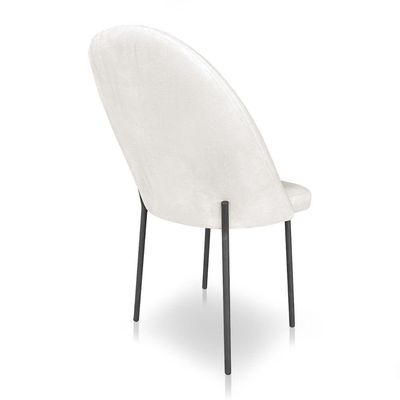 Kit 4 Cadeiras Poltrona De Jantar Ariel Suede Bege Pés De Ferro Preto - Pallazio