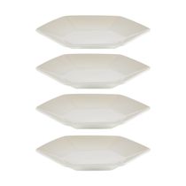 KIT LE CREUSET 4 PRATOS HEXAGON EM CERÂMICA 16CM MERINGUE