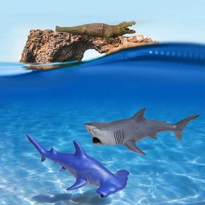 Kit Boneco Vinil Animais Marinhos Predadores Super Realistas