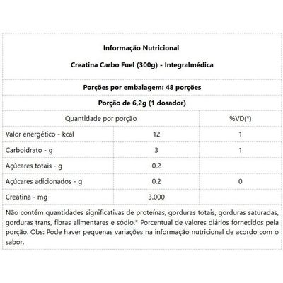 Creatina Carbo Fuel (300g) - Sabor: Laranja